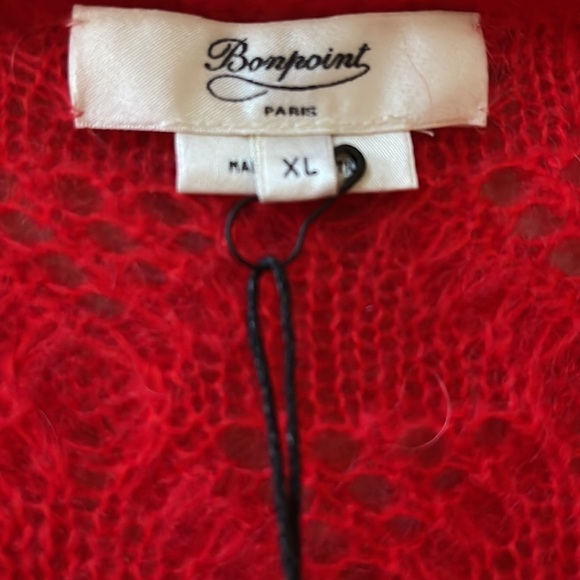 Bonpoint V-Neck Mohair Knit Pullover Red Sweater Size XL - Picture 7 of 10